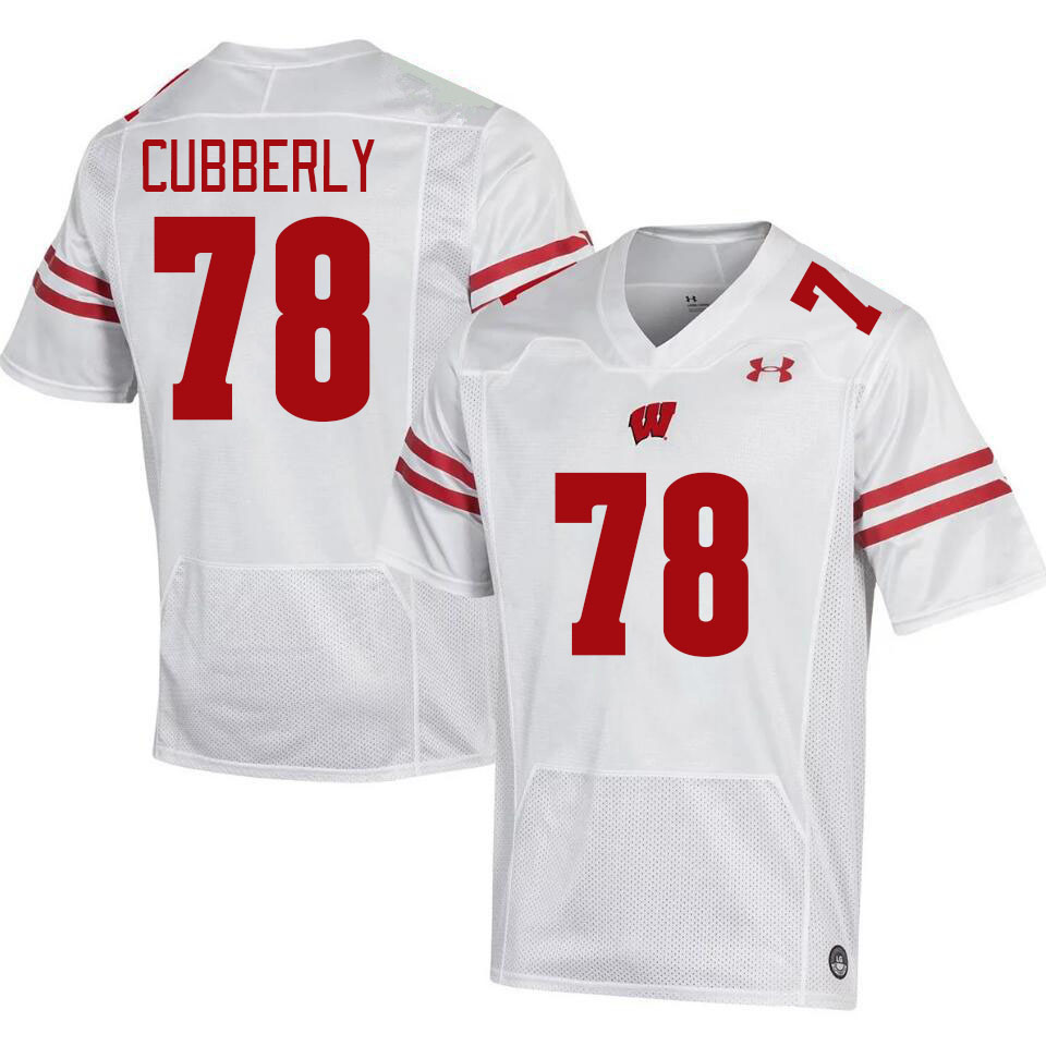 Men #78 Colin Cubberly Wisconsin Badgers College Football Jerseys Stitched-White